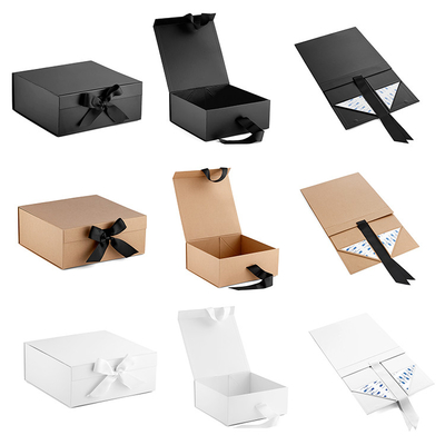 Luxury Rigid Paper Gift Box , black foldable box  1200 greyboard wrap black or brown papers